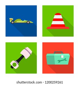 Vector design of car and rally icon. Collection of car and race stock symbol for web.