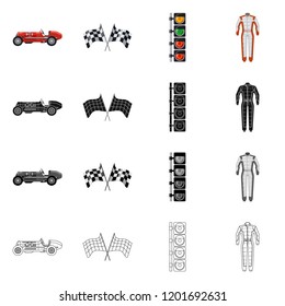 Vector design of car and rally icon. Collection of car and race stock symbol for web.