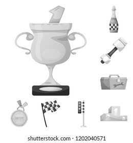 Vector design of car and rally icon. Set of car and race stock symbol for web.