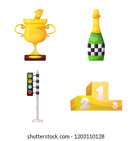 Vector design of car and rally icon. Collection of car and race vector icon for stock.