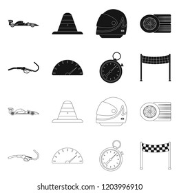 Vector design of car and rally icon. Collection of car and race stock symbol for web.