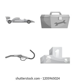 Vector design of car and rally icon. Collection of car and race stock symbol for web.