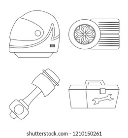 Vector design of car and rally icon. Collection of car and race stock vector illustration.