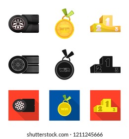 Vector design of car and rally icon. Set of car and race stock symbol for web.