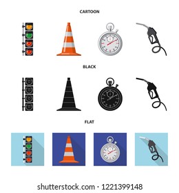 Vector design of car and rally icon. Set of car and race stock vector illustration.
