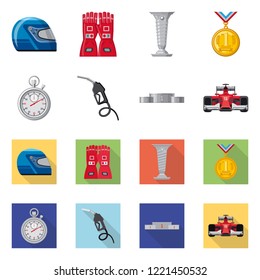 Vector design of car and rally icon. Set of car and race vector icon for stock.