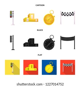 Vector design of car and rally icon. Set of car and race vector icon for stock.