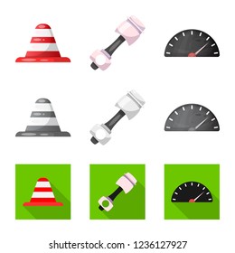 Vector design of car and rally icon. Collection of car and race vector icon for stock.