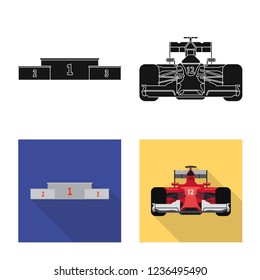 Vector design of car and rally icon. Set of car and race stock vector illustration.