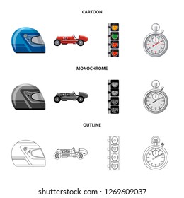 Vector design of car and rally icon. Collection of car and race vector icon for stock.
