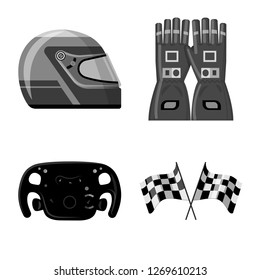 Vector design of car and rally icon. Set of car and race stock symbol for web.
