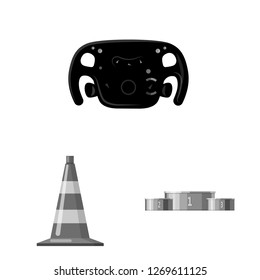 Vector design of car and rally icon. Set of car and race vector icon for stock.