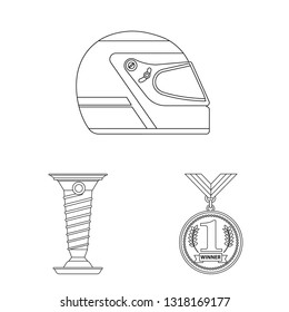 Vector design of car and rally icon. Set of car and race stock symbol for web.