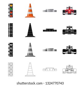 Vector design of car and rally icon. Set of car and race stock vector illustration.