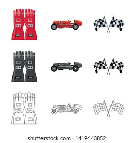Vector design of car and rally icon. Set of car and race vector icon for stock.