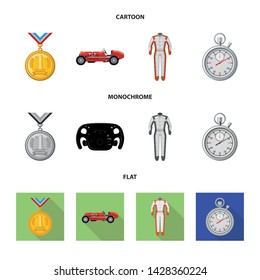 Vector design of car and rally icon. Collection of car and race vector icon for stock.