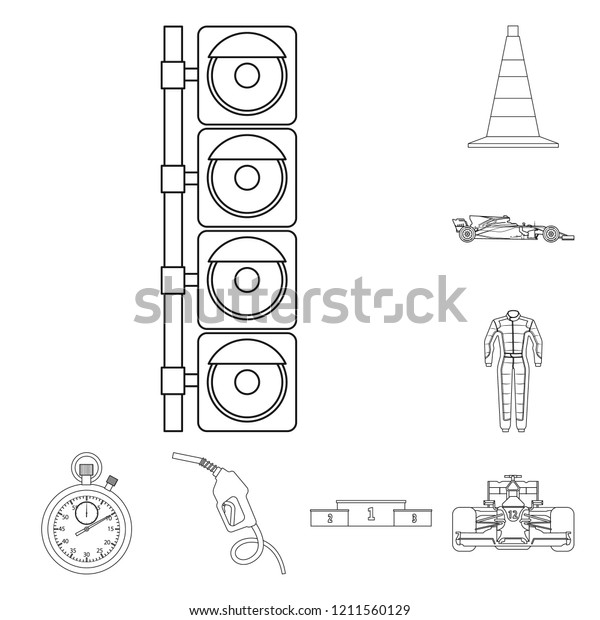 Vector design of car and rally icon. Set of car\
and race vector icon for\
stock.