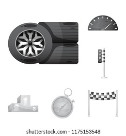 Vector design of car and rally logo. Collection of car and race vector icon for stock.