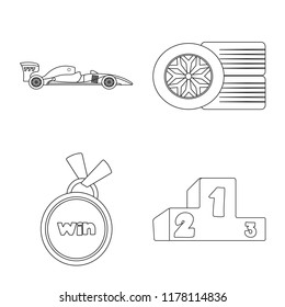 Vector design of car and rally logo. Set of car and race vector icon for stock.