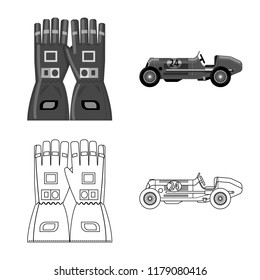 Vector design of car and rally logo. Collection of car and race stock vector illustration.