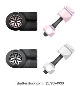Vector design of car and rally logo. Set of car and race vector icon for stock.