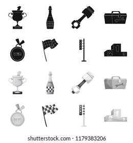 Vector design of car and rally logo. Set of car and race vector icon for stock.