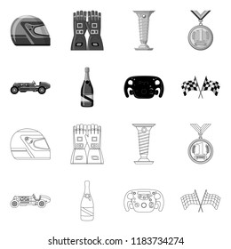 Vector design of car and rally logo. Set of car and race vector icon for stock.