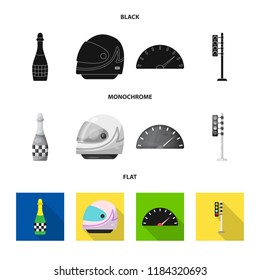 Vector design of car and rally logo. Collection of car and race vector icon for stock.