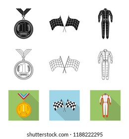 Vector design of car and rally logo. Collection of car and race vector icon for stock.