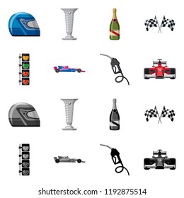 Vector design of car and rally logo. Collection of car and race vector icon for stock.