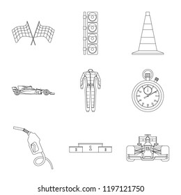Vector design of car and rally logo. Collection of car and race vector icon for stock.