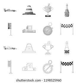 Vector design of car and rally logo. Set of car and race stock symbol for web.