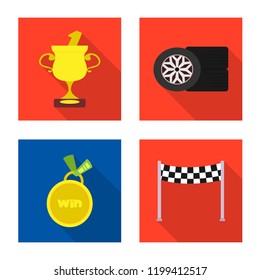 Vector design of car and rally logo. Set of car and race vector icon for stock.