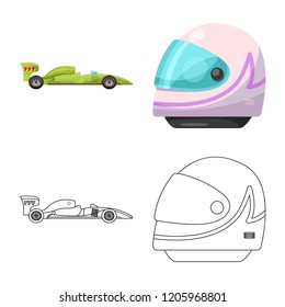 Vector design of car and rally logo. Collection of car and race stock vector illustration.