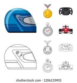 Vector design of car and rally logo. Set of car and race vector icon for stock.