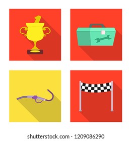 Vector design of car and rally logo. Collection of car and race vector icon for stock.