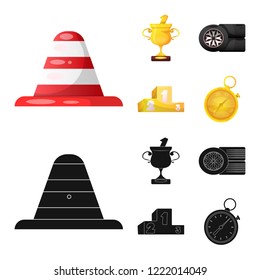 Vector design of car and rally logo. Set of car and race stock vector illustration.