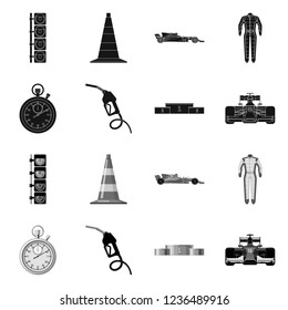 Vector design of car and rally logo. Collection of car and race vector icon for stock.