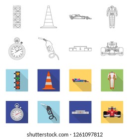 Vector design of car and rally logo. Set of car and race stock symbol for web.