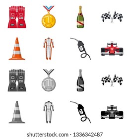 Vector design of car and rally logo. Set of car and race stock vector illustration.