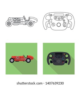 Vector design of car and rally logo. Collection of car and race vector icon for stock.