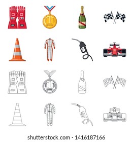 Vector design of car and rally logo. Collection of car and race vector icon for stock.