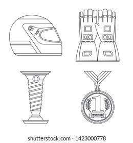 Vector design of car and rally logo. Collection of car and race vector icon for stock.