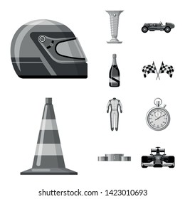 Vector design of car and rally logo. Set of car and race stock vector illustration.