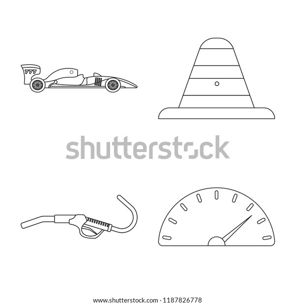 Vector design of car and rally logo. Set of\
car and race stock vector\
illustration.