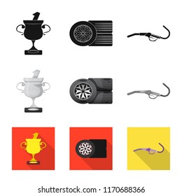 Vector design of car and rally sign. Collection of car and race stock symbol for web.