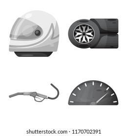 Vector design of car and rally sign. Set of car and race stock vector illustration.