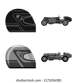 Vector design of car and rally sign. Set of car and race stock vector illustration.