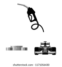 Vector design of car and rally sign. Set of car and race vector icon for stock.