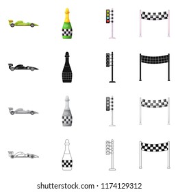 Vector design of car and rally sign. Collection of car and race stock symbol for web.